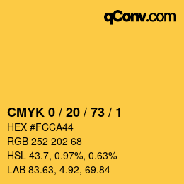 Color code: CMYK 0 / 20 / 73 / 1 | qconv.com