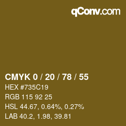カラーコード: CMYK 0 / 20 / 78 / 55 | qconv.com
