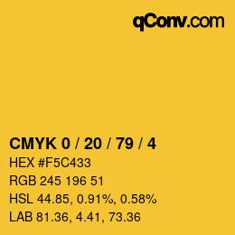 Color code: CMYK 0 / 20 / 79 / 4 | qconv.com