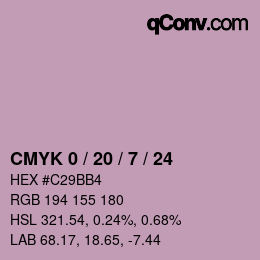 Color code: CMYK 0 / 20 / 7 / 24 | qconv.com