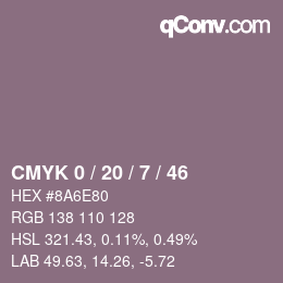 Color code: CMYK 0 / 20 / 7 / 46 | qconv.com