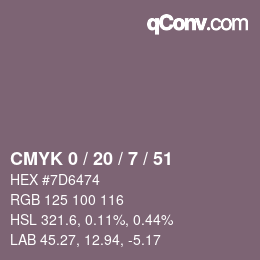 Color code: CMYK 0 / 20 / 7 / 51 | qconv.com