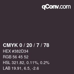 Color code: CMYK 0 / 20 / 7 / 78 | qconv.com