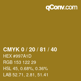 颜色代码: CMYK 0 / 20 / 81 / 40 | qconv.com