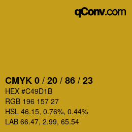 カラーコード: CMYK 0 / 20 / 86 / 23 | qconv.com