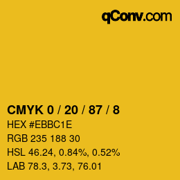 カラーコード: CMYK 0 / 20 / 87 / 8 | qconv.com