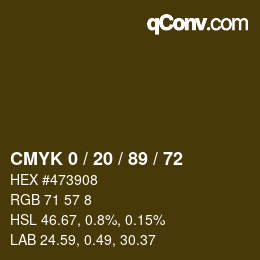 Color code: CMYK 0 / 20 / 89 / 72 | qconv.com
