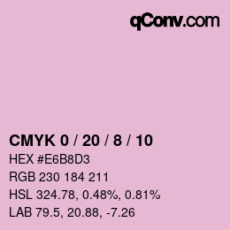 カラーコード: CMYK 0 / 20 / 8 / 10 | qconv.com