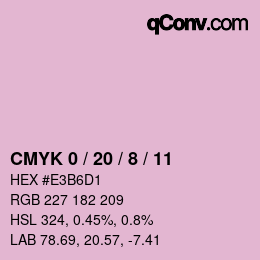 カラーコード: CMYK 0 / 20 / 8 / 11 | qconv.com