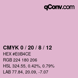 カラーコード: CMYK 0 / 20 / 8 / 12 | qconv.com