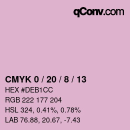 カラーコード: CMYK 0 / 20 / 8 / 13 | qconv.com