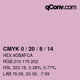 カラーコード: CMYK 0 / 20 / 8 / 14 | qconv.com