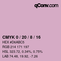 カラーコード: CMYK 0 / 20 / 8 / 16 | qconv.com