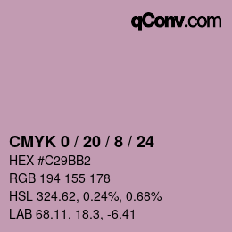 颜色代码: CMYK 0 / 20 / 8 / 24 | qconv.com