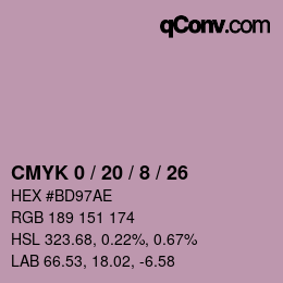 カラーコード: CMYK 0 / 20 / 8 / 26 | qconv.com