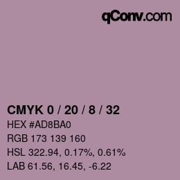 Color code: CMYK 0 / 20 / 8 / 32 | qconv.com