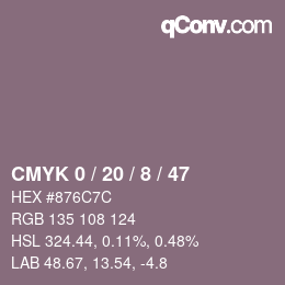 颜色代码: CMYK 0 / 20 / 8 / 47 | qconv.com