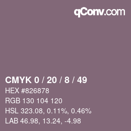 颜色代码: CMYK 0 / 20 / 8 / 49 | qconv.com