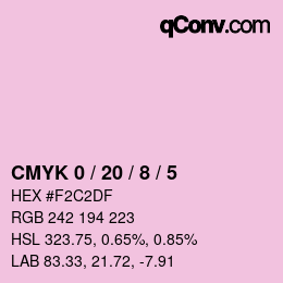 カラーコード: CMYK 0 / 20 / 8 / 5 | qconv.com