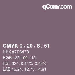 カラーコード: CMYK 0 / 20 / 8 / 51 | qconv.com