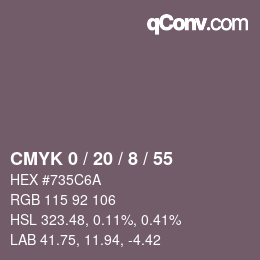 カラーコード: CMYK 0 / 20 / 8 / 55 | qconv.com
