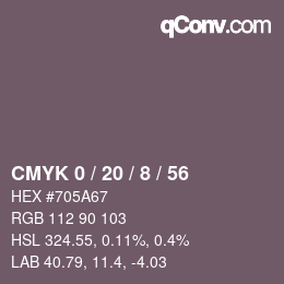 Color code: CMYK 0 / 20 / 8 / 56 | qconv.com