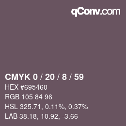 Color code: CMYK 0 / 20 / 8 / 59 | qconv.com