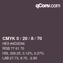 Color code: CMYK 0 / 20 / 8 / 70 | qconv.com