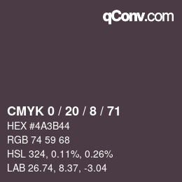 Color code: CMYK 0 / 20 / 8 / 71 | qconv.com