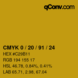 Color code: CMYK 0 / 20 / 91 / 24 | qconv.com