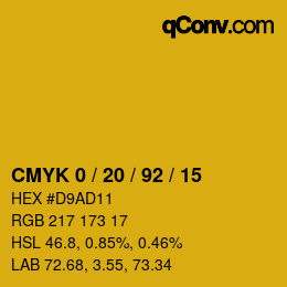 Color code: CMYK 0 / 20 / 92 / 15 | qconv.com