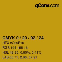 Color code: CMYK 0 / 20 / 92 / 24 | qconv.com