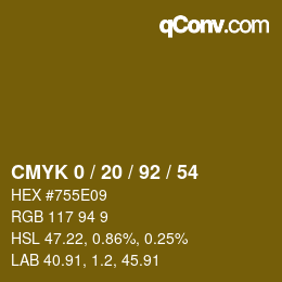 カラーコード: CMYK 0 / 20 / 92 / 54 | qconv.com