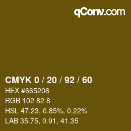カラーコード: CMYK 0 / 20 / 92 / 60 | qconv.com