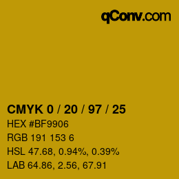 Color code: CMYK 0 / 20 / 97 / 25 | qconv.com