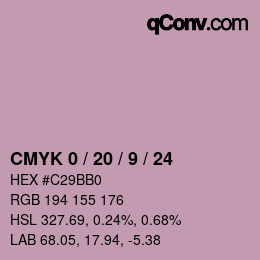 Color code: CMYK 0 / 20 / 9 / 24 | qconv.com