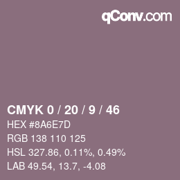 Color code: CMYK 0 / 20 / 9 / 46 | qconv.com