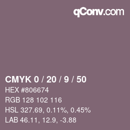 Color code: CMYK 0 / 20 / 9 / 50 | qconv.com