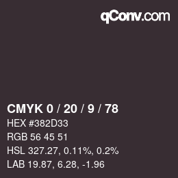 Color code: CMYK 0 / 20 / 9 / 78 | qconv.com