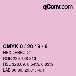 カラーコード: CMYK 0 / 20 / 9 / 8 | qconv.com
