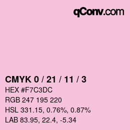 カラーコード: CMYK 0 / 21 / 11 / 3 | qconv.com
