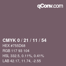 Color code: CMYK 0 / 21 / 11 / 54 | qconv.com