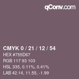 颜色代码: CMYK 0 / 21 / 12 / 54 | qconv.com