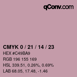 カラーコード: CMYK 0 / 21 / 14 / 23 | qconv.com