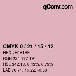 カラーコード: CMYK 0 / 21 / 15 / 12 | qconv.com