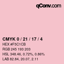 カラーコード: CMYK 0 / 21 / 17 / 4 | qconv.com
