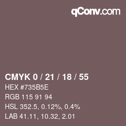 Farbcode: CMYK 0 / 21 / 18 / 55 | qconv.com