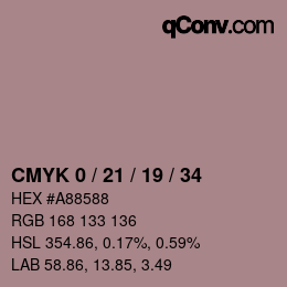 Color code: CMYK 0 / 21 / 19 / 34 | qconv.com