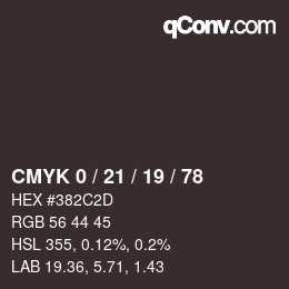 Color code: CMYK 0 / 21 / 19 / 78 | qconv.com