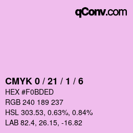 カラーコード: CMYK 0 / 21 / 1 / 6 | qconv.com